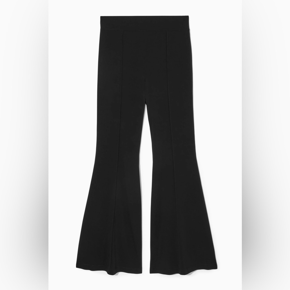 NWT COS Pintucked Black Flared Legs Black Trousers Pull On Pants Size XS - Picture 4 of 13